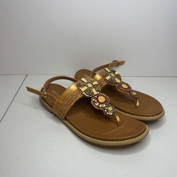 Patrizia Zinzibar Leather Embellished Thong Sandals Slingback Womens - Picture 5 of 10